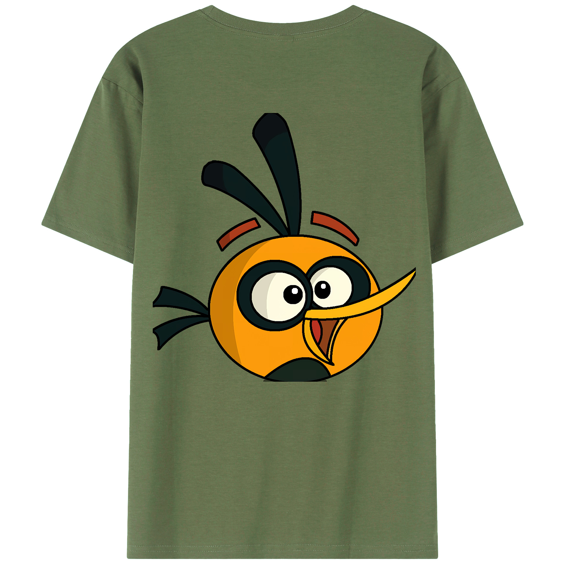 （画像用） Angry Birds アングリーバード 綿100％ メンズ半袖Tシャツ（バックプリント） 通気性